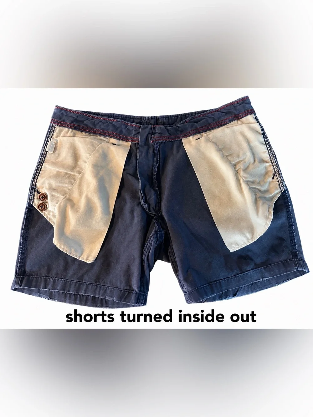 Red Camel 100% Cotton Men’s Navy Chino Shorts Size 36 Faded Preppy Casual